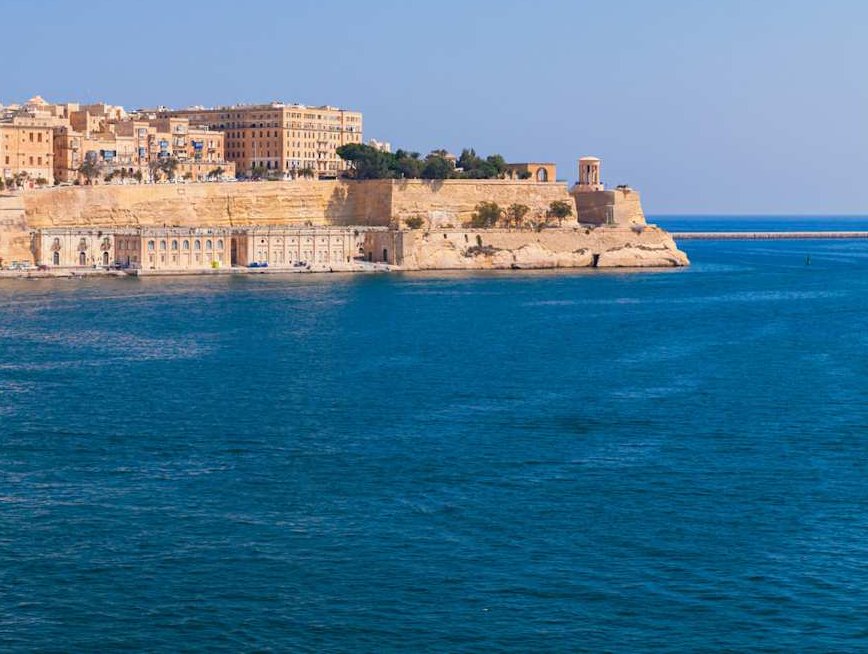 Out on the Grand Harbour — the fortifications only make sense from the water